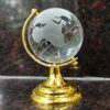 Crystal World Globe with Gold Stand – Premium Glass Sphere Decorative Showpiece
