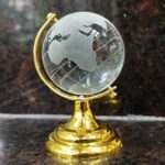 Crystal World Globe with Gold Stand – Premium Glass Sphere Decorative Showpiece