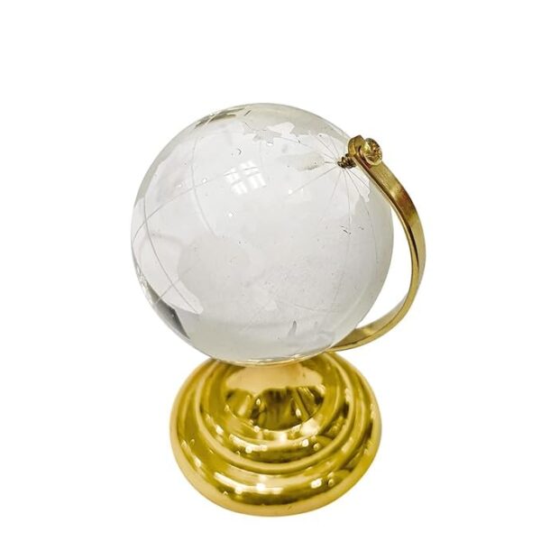 Luxury crystal world map globe with gold base for desktop display