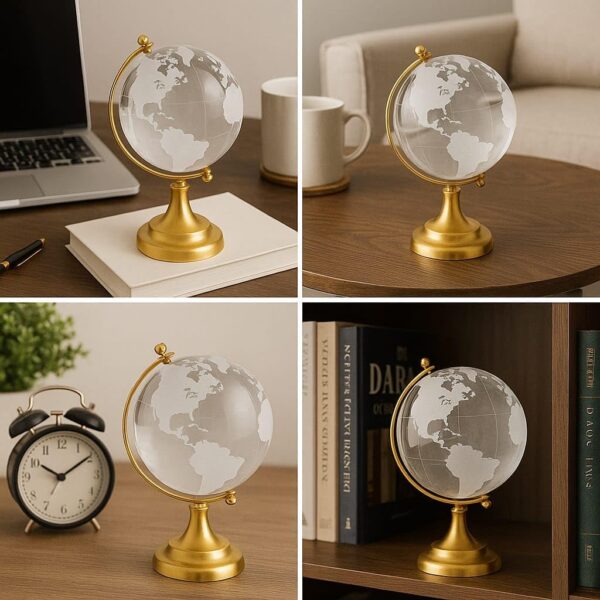 High-quality crystal sphere world globe showpiece for office tables