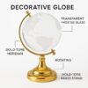 Clear glass sphere world globe with golden stand for study table