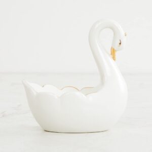 Brighton swan t-light holder in elegant white ceramic finish