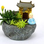 handmade poly resin monk planter for indoor plants