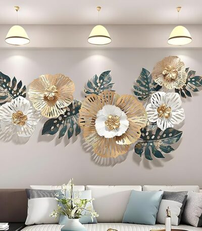 Abstract flower metal wall decor for modern living spaces