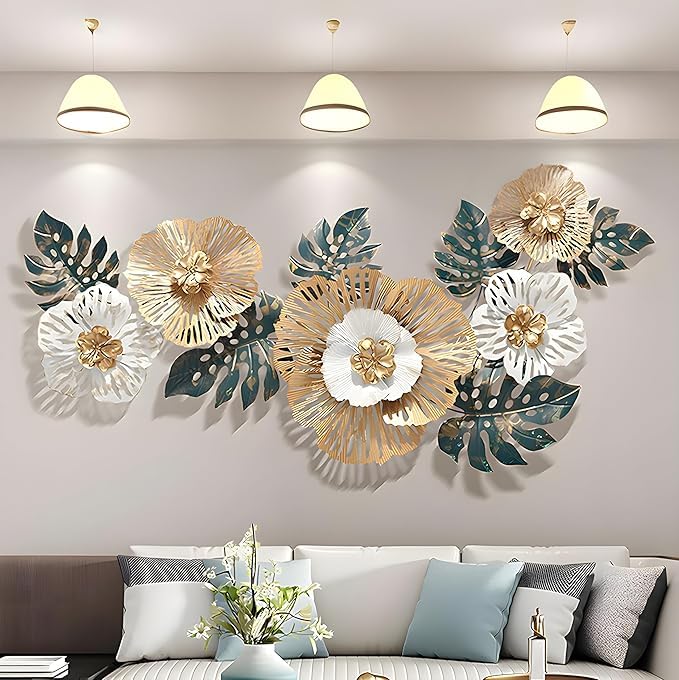 Abstract flower metal wall decor for modern living spaces