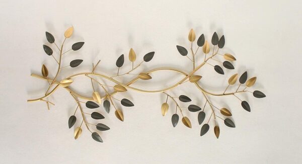 Stylish metal leaf wall hanging in gold finish