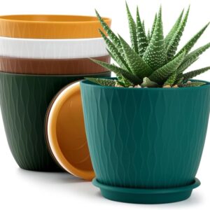 Designable Plastic Round Flower Pot with Drainage Hole and Saucer