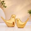Ceramic golden birds figurine for elegant home décor