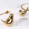 Artistic ceramic golden birds figurine for modern home styling
