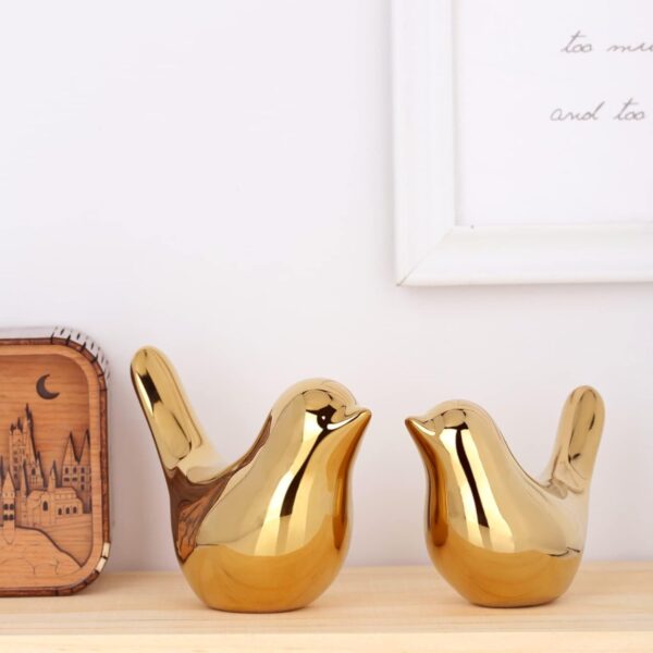 Premium ceramic golden bird sculpture for home and office décor