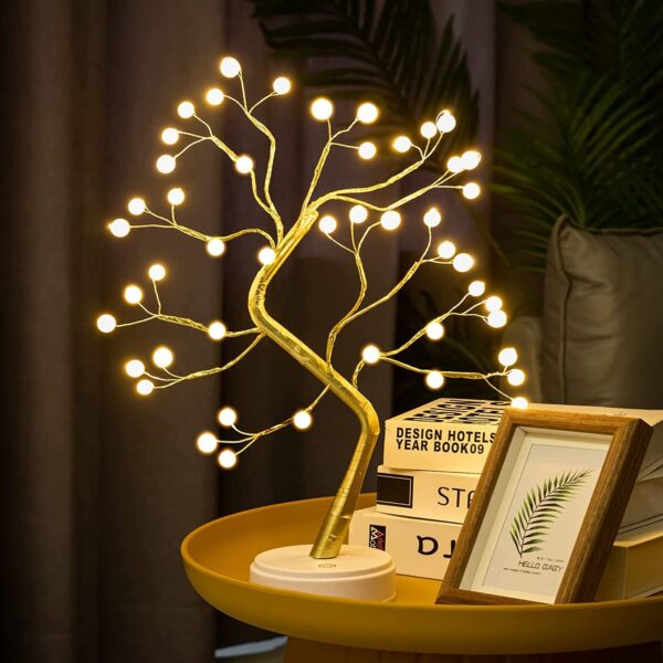 Glowing LED Tree Lamp with Flexible Branches for Tabletop Display