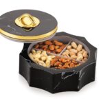 Luxury marble finish multipurpose storage box with four compartments