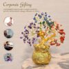 Colorful 7 chakra crystal tree spiritual decor with money bag stand