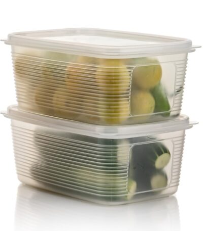 Fridge storage containers for organized refrigerator shelves