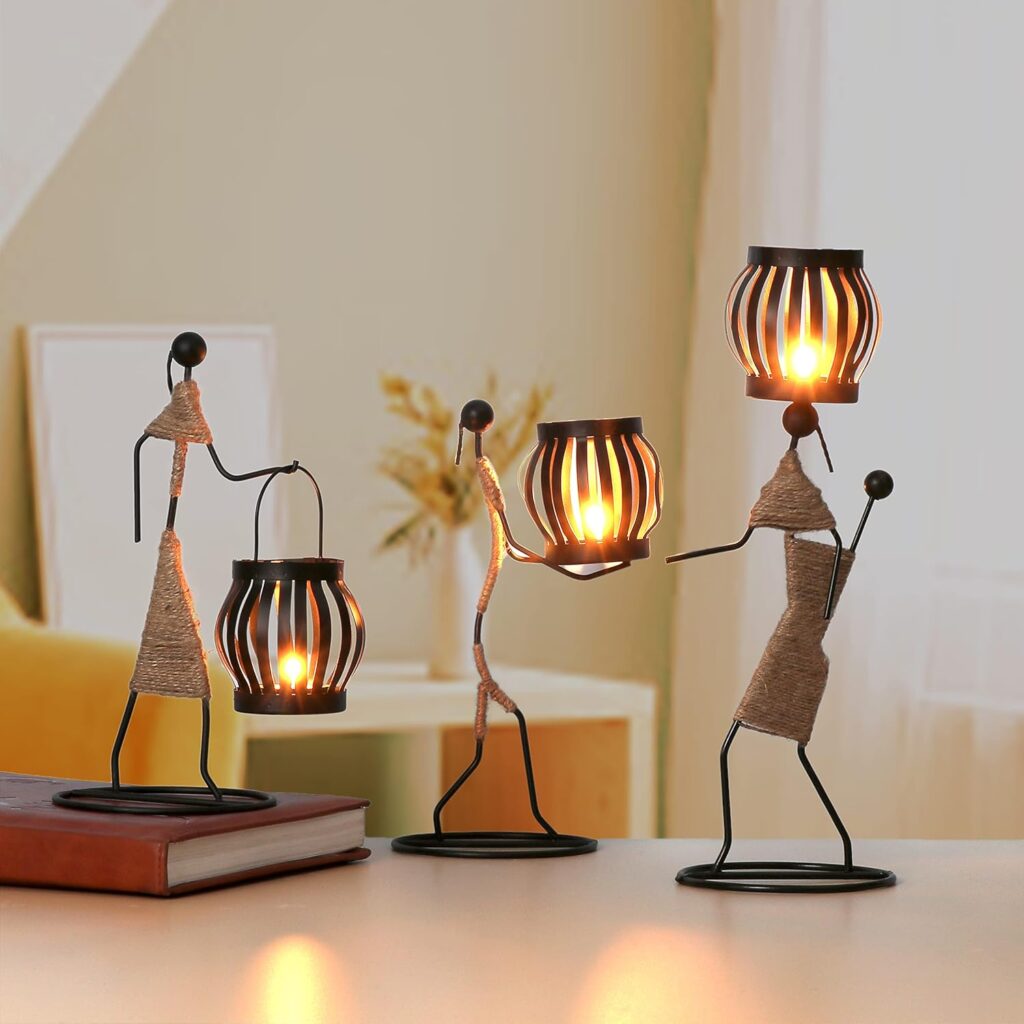 Luxury tabletop figurine tealight candle holder with premium finish
