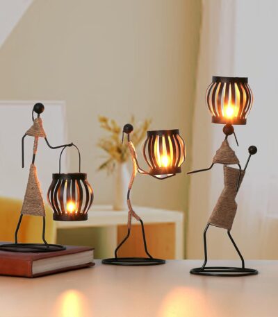 Luxury tabletop figurine tealight candle holder with premium finish