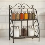 Foldable 2-tier kitchen spice rack for organized cooking space