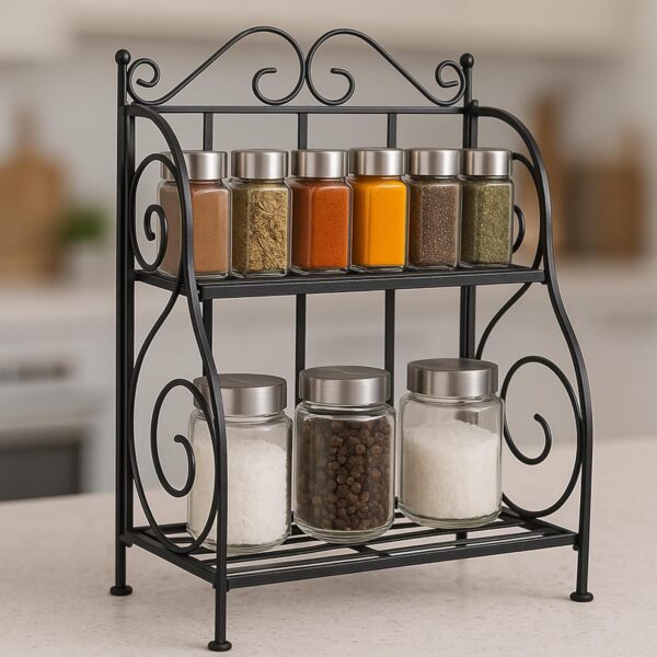Portable double-tier spice shelf for modular kitchens