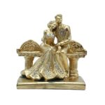 Gold-toned romantic couple figurine for home décor