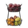 Black metal 2 tier fruit basket for countertop organization