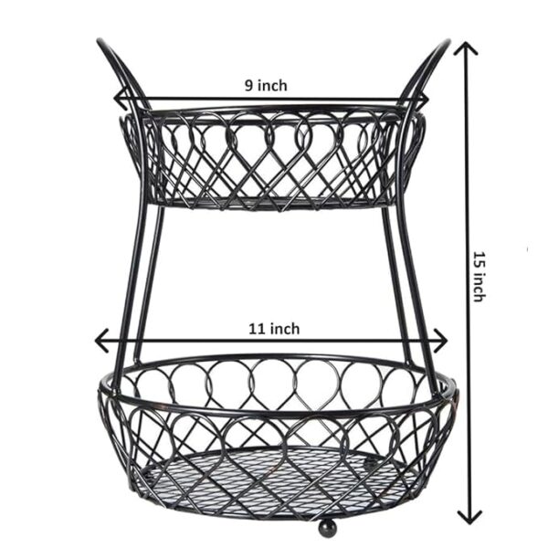 Kitchen storage basket 2 tier stand for fresh produce