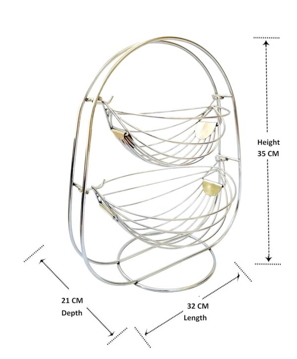 Two-tier stainless steel kitchen basket for fruits and veggies