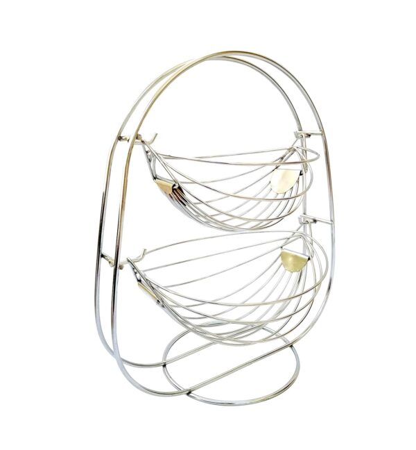 Stainless steel kitchen storage stand with dual baskets