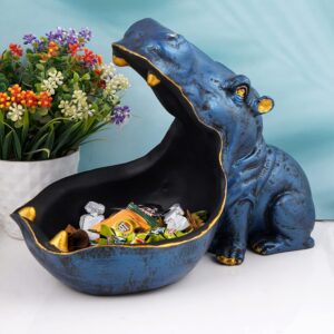 Angry hippopotamus mouth open sculpture bold animal home decor
