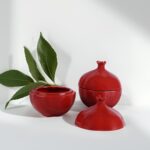 Decorative pomegranate shaped dry fruit bowl with lid handcrafted design