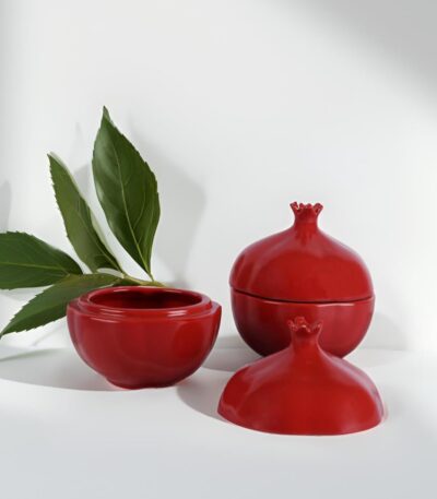 Decorative pomegranate shaped dry fruit bowl with lid handcrafted design