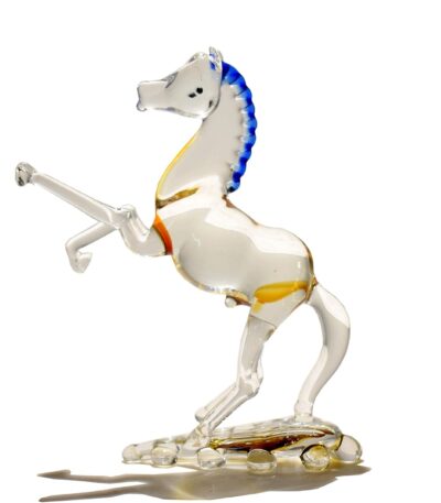 Handmade crystal glass jumping horse figure showpiece for home décor