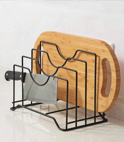 4-shelf modern black metal kitchen cookware storage rack