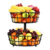 Steel 2 layer fruit and vegetable basket stand for kitchen storage
