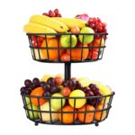 Steel 2 layer fruit and vegetable basket stand for kitchen storage