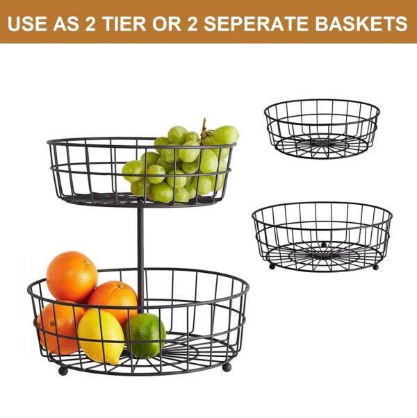 Durable steel 2 level basket stand for produce storage