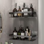 Wall mounted bathroom organiser shelf rack for toiletries and accessories