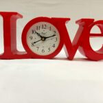 Red love table clock with heart design for romantic home décor