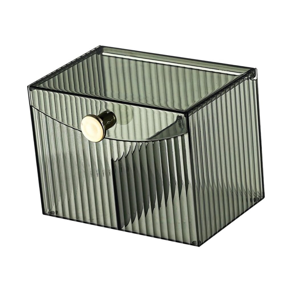 Bathroom canister with lid desktop makeup organizer for cotton pads and accessories