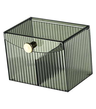 Bathroom canister with lid desktop makeup organizer for cotton pads and accessories