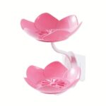 Wall mounted lotus flower shaped soap box with double layer drainage
