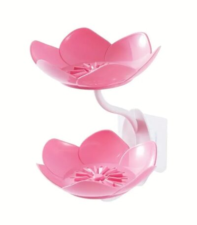 Wall mounted lotus flower shaped soap box with double layer drainage