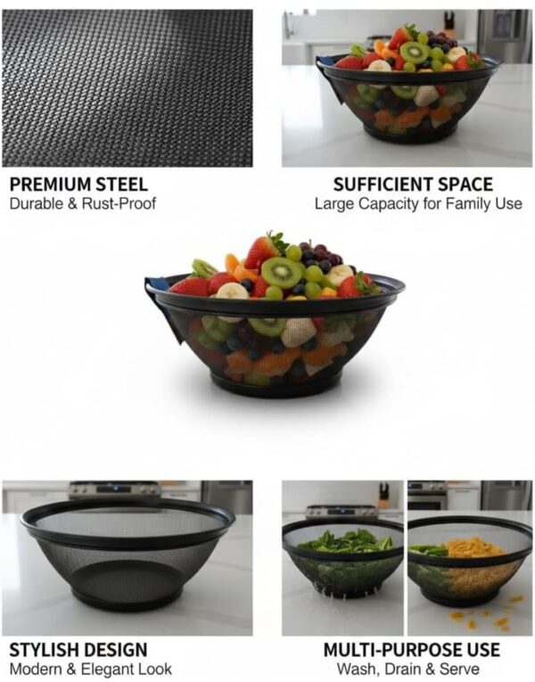 Plastic mesh basket with breathable design for fruits and vegetables