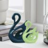 Swan Couple Ceramic Figures Symbol of Love