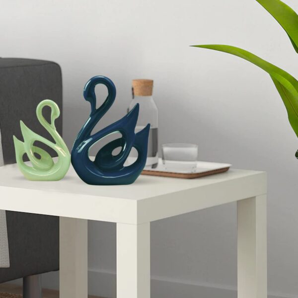 Romantic lucky swan pair ceramic figures for home decoration
