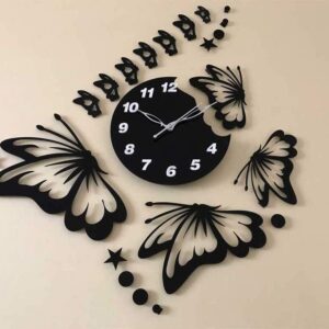 Acrylic butterfly wall clock with decorative wings for modern home décor