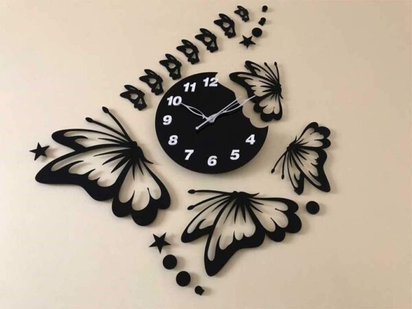 Acrylic butterfly wall clock with decorative wings for modern home décor