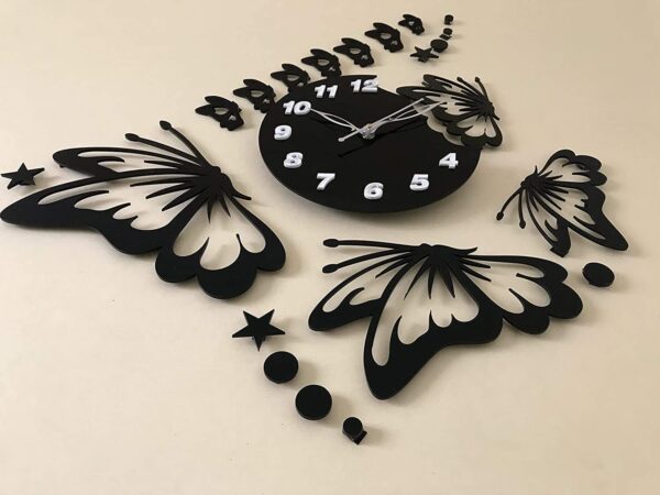 Lightweight acrylic butterfly wall clock for easy wall mounting