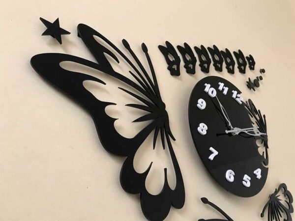 Designer butterfly wall clock made from premium acrylic material