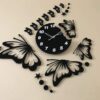Elegant acrylic butterfly wall clock for living space decoration