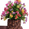 Plastic multicolor artificial flower plant with stylish coconut pot for home décor